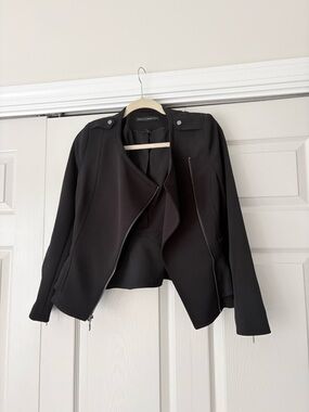 Women's Black Moto-Style Zip Blazer
